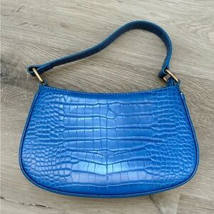 Abercrombie & Fitch Electric Blue Croc-Embossed Shoulder Bag